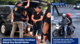 Jatanras Polrestabes Surabaya Bekuk Dua Terduga Bandit Motor, Keduanya Tiba di Mapolrestabes dengan Kaki Terluka