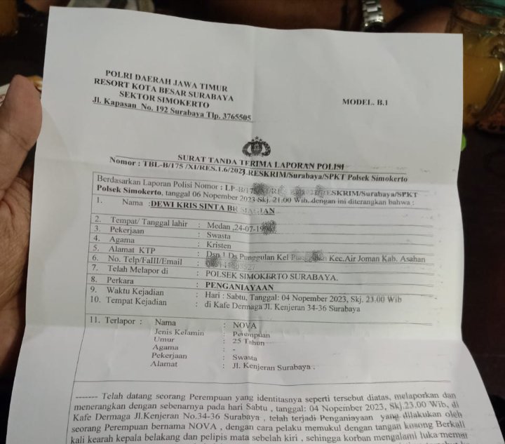 Bukti Laporan korban ke Polisi 