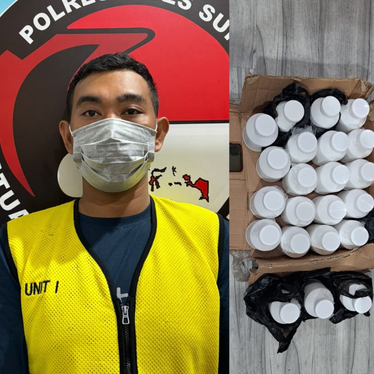 Pengedar ribuan pil koplo yang diamankan Polrestabes Surabaya