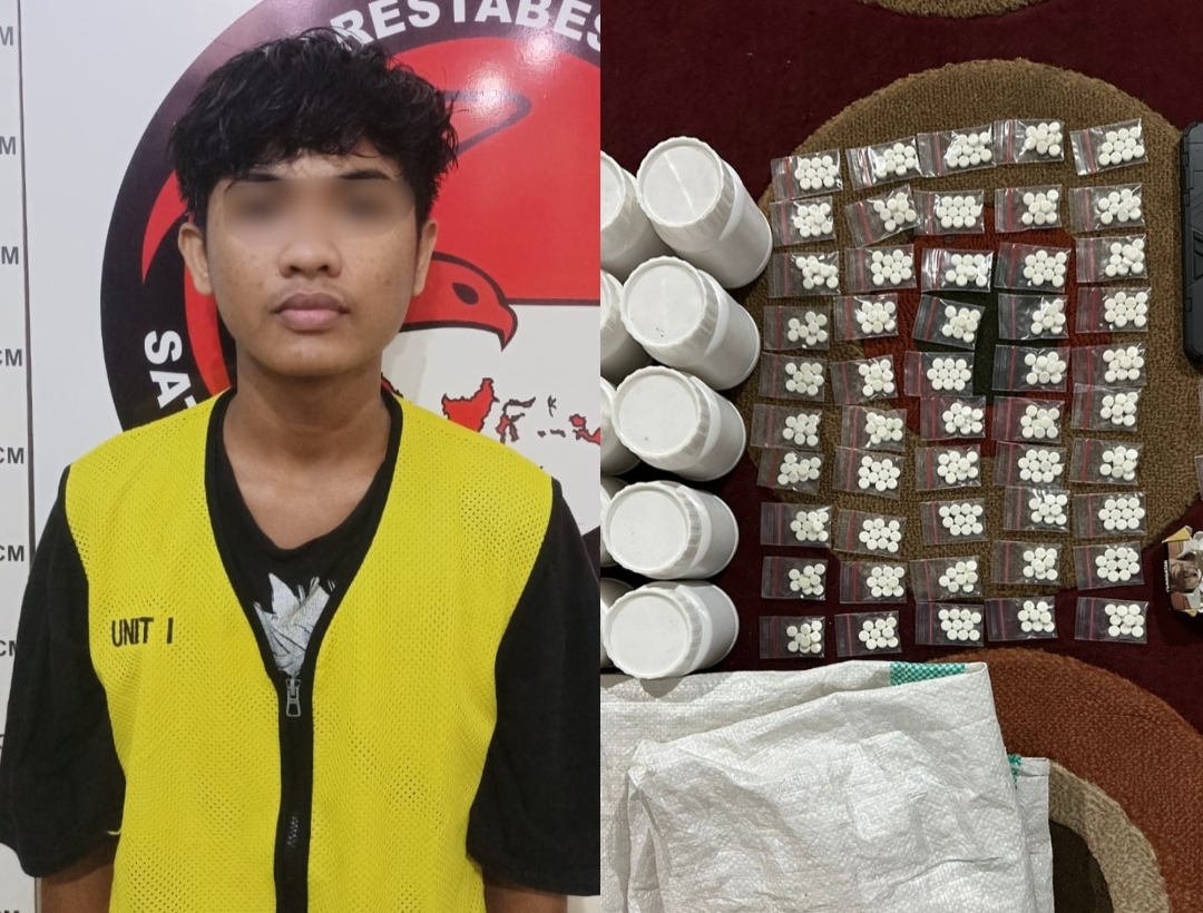 Pelaku dan barang bukti yang diamankan polisi