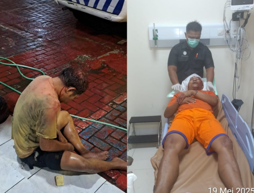 Pelaku saat diamankan dan perawatan medis 
