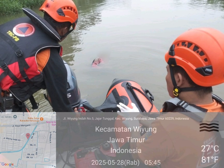 Korban tenggelam kali pertama diketemukan petugas BPBD 