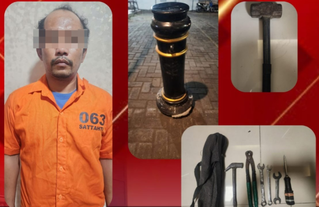 DPO Pencurian 14 Bollard di Kembang Jepun Ditangkap, Kerugian Pemkot Surabaya Capai Rp22 Juta
